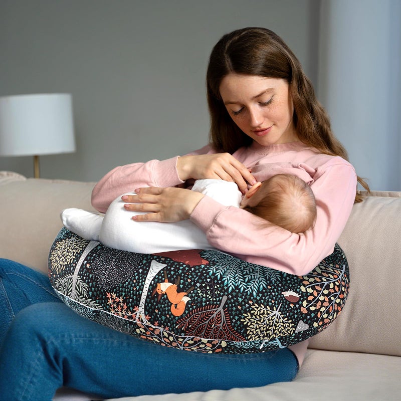 Jundetye Baby Nursing Pillow Cover, Woodland Breastfeeding Pillow Slipcover Girls Boys, Nursing Pillow Case for Newborn, Soft Fabric Fits Snug On Infant, Washable and Breathable, Animals - Image 5